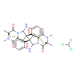 ChemSpider 2D Image | (1S,1'S,3S,3'S,14S,14'S)-2,2'-Dihydroxy-14,14',18,18'-tetramethyl-3,3'-bi(15,16-dithia-10,12,18-triazapentacyclo[12.2.2.0~1,12~.0~3,11~.0~4,9~]octadecane)-4,4',6,6',8,8'-hexaene-13,13',17,17'-tetrone 
- chloroform (1:1) | C31H29Cl3N6O6S4