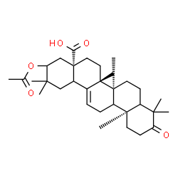 ChemSpider 2D Image | (5xi,8alpha,9xi,10alpha,14beta,17alpha,18xi)-21-Acetoxy-3-oxoolean-12-en-28-oic acid | C32H48O5