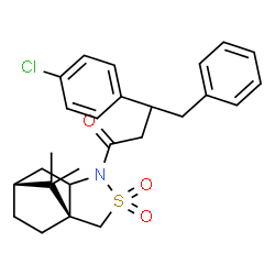 ChemSpider 2D Image | 3-(4-Chlorophenyl)-1-[(1S,7R)-10,10-dimethyl-3,3-dioxido-3-thia-4-azatricyclo[5.2.1.0~1,5~]dec-4-yl]-4-phenyl-1-butanone | C26H30ClNO3S