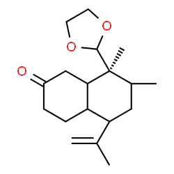 ChemSpider 2D Image | (8S)-8-(1,3-Dioxolan-2-yl)-5-isopropenyl-7,8-dimethyloctahydro-2(1H)-naphthalenone | C18H28O3