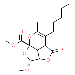 ChemSpider 2D Image | Methyl (2R,7aS)-2-methoxy-6-methyl-4-oxo-5-pentyl-2a,4,4a,7b-tetrahydro-1,3,7-trioxacyclopenta[cd]indene-7a(2H)-carboxylate | C17H24O7