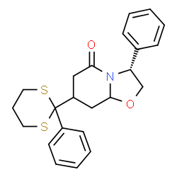 ChemSpider 2D Image | (3R)-3-Phenyl-7-(2-phenyl-1,3-dithian-2-yl)hexahydro-5H-[1,3]oxazolo[3,2-a]pyridin-5-one | C23H25NO2S2