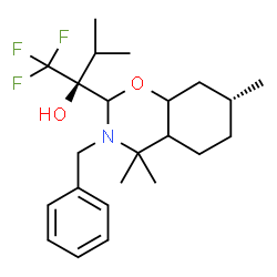 ChemSpider 2D Image | (2S)-2-[(7R)-3-Benzyl-4,4,7-trimethyloctahydro-2H-1,3-benzoxazin-2-yl]-1,1,1-trifluoro-3-methyl-2-butanol | C23H34F3NO2