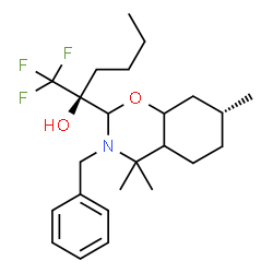 ChemSpider 2D Image | (2S)-2-[(7R)-3-Benzyl-4,4,7-trimethyloctahydro-2H-1,3-benzoxazin-2-yl]-1,1,1-trifluoro-2-hexanol | C24H36F3NO2