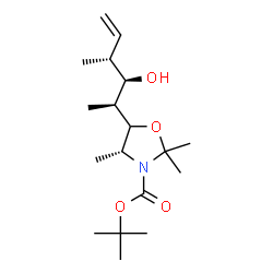 ChemSpider 2D Image | 2-Methyl-2-propanyl (4R)-5-[(2S,3R,4R)-3-hydroxy-4-methyl-5-hexen-2-yl]-2,2,4-trimethyl-1,3-oxazolidine-3-carboxylate | C18H33NO4