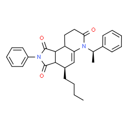 ChemSpider 2D Image | (4R)-4-Butyl-2-phenyl-6-[(1R)-1-phenylethyl]-4,6,8,9,9a,9b-hexahydro-1H-pyrrolo[3,4-f]quinoline-1,3,7(2H,3aH)-trione | C29H32N2O3