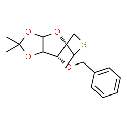 ChemSpider 2D Image | (5R,6R)-6-(Benzyloxy)-2,2,2'-trimethyldihydro-3aH-spiro[furo[2,3-d][1,3]dioxole-5,3'-thietane] | C17H22O4S