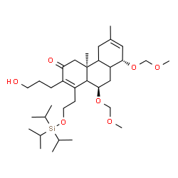 ChemSpider 2D Image | (4aS,8R,10R)-2-(3-Hydroxypropyl)-8,10-bis(methoxymethoxy)-4a,6-dimethyl-1-{2-[(triisopropylsilyl)oxy]ethyl}-4a,4b,5,8,8a,9,10,10a-octahydro-3(4H)-phenanthrenone | C34H60O7Si
