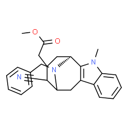 ChemSpider 2D Image | Methyl [(1S)-16-benzyl-13-cyano-3-methyl-3,16-diazatetracyclo[10.3.1.0~2,10~.0~4,9~]hexadeca-2(10),4,6,8-tetraen-14-yl]acetate | C26H27N3O2