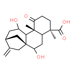 ChemSpider 2D Image | (5xi,8alpha,9xi,10alpha,13alpha)-7,11-Dihydroxy-1-oxokaur-16-en-18-oic acid | C20H28O5