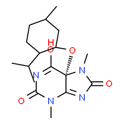 ChemSpider 2D Image | (5R)-5-[(2-Isopropyl-5-methylcyclohexyl)oxy]-3,7-dimethyl-5,7-dihydro-1H-purine-2,6,8(3H)-trione | C17H26N4O4