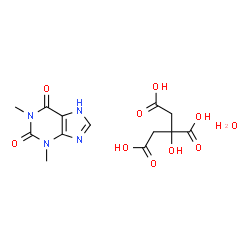 ChemSpider 2D Image | 1,3-Dimethyl-3,7-dihydro-1H-purine-2,6-dione 2-hydroxy-1,2,3-propanetricarboxylate hydrate (1:1:1) | C13H18N4O10