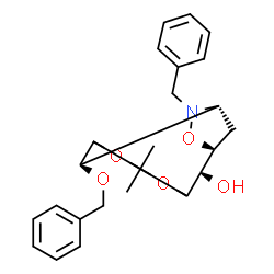 ChemSpider 2D Image | (1R,2R,3R,7S,8S,9S)-11-Benzyl-2-(benzyloxy)-5,5-dimethyl-4,6,10-trioxa-11-azatricyclo[7.2.1.0~3,7~]dodecan-8-ol | C24H29NO5