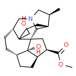 ChemSpider 2D Image | Methyl (1R,3R,4R,7S,10S,14S,15R,20S)-20-hydroxy-18-(hydroxymethyl)-14-methyl-12-azahexacyclo[10.6.1.1~1,4~.0~7,20~.0~10,18~.0~15,19~]icosane-3-carboxylate | C23H35NO4