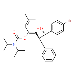 ChemSpider 2D Image | (4Z,6R,7S)-7-(4-Bromophenyl)-7-hydroxy-2-methyl-6-phenyl-2,4-heptadien-4-yl diisopropylcarbamate | C27H34BrNO3