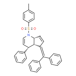ChemSpider 2D Image | (4R,4aS,7aR)-5-(Diphenylmethylene)-1-[(4-methylphenyl)sulfonyl]-4-phenyl-4,4a,5,7a-tetrahydro-1H-cyclopenta[b]pyridine | C34H29NO2S