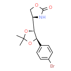 ChemSpider 2D Image | (4R)-4-[(4R,5R)-5-(4-Bromophenyl)-2,2-dimethyl-1,3-dioxolan-4-yl]-1,3-oxazolidin-2-one | C14H16BrNO4