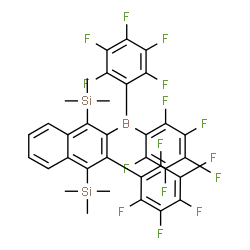 ChemSpider 2D Image | {2-[Bis(pentafluorophenyl)boryl]-3-(pentafluorophenyl)-1,4-naphthalenediyl}bis(trimethylsilane) | C34H22BF15Si2