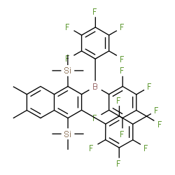 ChemSpider 2D Image | {2-[Bis(pentafluorophenyl)boryl]-6,7-dimethyl-3-(pentafluorophenyl)-1,4-naphthalenediyl}bis(trimethylsilane) | C36H26BF15Si2