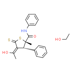 ChemSpider 2D Image | (2S,3R,4Z)-4-(1-Hydroxyethylidene)-2-methyl-N,3-diphenyl-5-thioxotetrahydro-2-thiophenecarboxamide - ethanol (1:1) | C22H25NO3S2