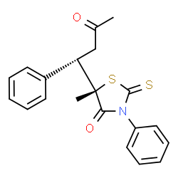 ChemSpider 2D Image | (5S)-5-Methyl-5-[(1S)-3-oxo-1-phenylbutyl]-3-phenyl-2-thioxo-1,3-thiazolidin-4-one | C20H19NO2S2