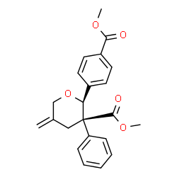 ChemSpider 2D Image | Methyl (2S,3R)-2-[4-(methoxycarbonyl)phenyl]-5-methylene-3-phenyltetrahydro-2H-pyran-3-carboxylate | C22H22O5
