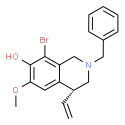 ChemSpider 2D Image | (4R)-2-Benzyl-8-bromo-6-methoxy-4-vinyl-1,2,3,4-tetrahydro-7-isoquinolinol | C19H20BrNO2