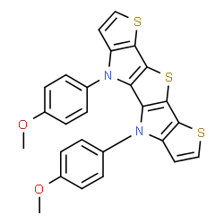 ChemSpider 2D Image | 4,5-Bis(4-methoxyphenyl)-4,5-dihydrothieno[3,2-b]thieno[2'',3'':4',5']pyrrolo[2',3':4,5]thieno[2,3-d]pyrrole | C26H18N2O2S3
