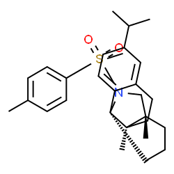 ChemSpider 2D Image | (1S,10R,11R)-5-Isopropyl-10,11-dimethyl-15-[(4-methylphenyl)sulfonyl]-15-azatetracyclo[9.3.2.0~1,10~.0~2,7~]hexadeca-2,4,6-triene | C27H35NO2S