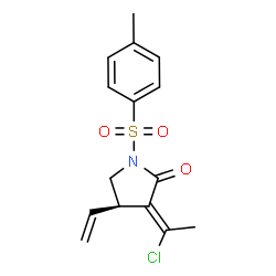 ChemSpider 2D Image | (3E,4R)-3-(1-Chloroethylidene)-1-[(4-methylphenyl)sulfonyl]-4-vinyl-2-pyrrolidinone | C15H16ClNO3S