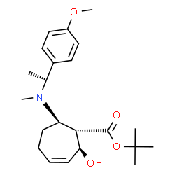 ChemSpider 2D Image | 2-Methyl-2-propanyl (1S,2S,7R)-2-hydroxy-7-{[(1R)-1-(4-methoxyphenyl)ethyl](methyl)amino}-3-cycloheptene-1-carboxylate | C22H33NO4
