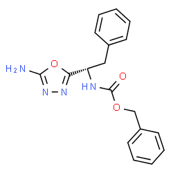ChemSpider 2D Image | Benzyl [(1S)-1-(5-amino-1,3,4-oxadiazol-2-yl)-2-phenylethyl]carbamate | C18H18N4O3