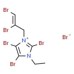 ChemSpider 2D Image | 2,4,5-Tribromo-3-[(2Z)-2,3-dibromo-2-propen-1-yl]-1-ethyl-1H-imidazol-3-ium bromide | C8H8Br6N2
