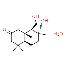 ChemSpider 2D Image | (4aS,7R,8S,8aS)-7-Hydroxy-8-(hydroxymethyl)-4,4,7,8a-tetramethyloctahydro-2(1H)-naphthalenone hydrate (1:1) | C15H28O4