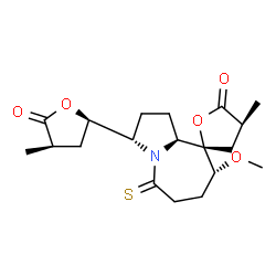 ChemSpider 2D Image | (2S,3'S,4S,8'R,9a'S)-8'-Methoxy-4-methyl-3'-[(2R,4R)-4-methyl-5-oxotetrahydro-2-furanyl]-5'-thioxodecahydro-5H-spiro[furan-2,9'-pyrrolo[1,2-a]azepin]-5-one | C19H27NO5S