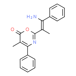 ChemSpider 2D Image | 2-[(1Z)-1-Amino-1-phenyl-1-propen-2-yl]-5-methyl-4-phenyl-6H-1,3-oxazin-6-one | C20H18N2O2