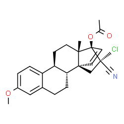 ChemSpider 2D Image | (16alpha,17alpha)-16-Chloro-16-cyano-3-methoxy-14,21-cyclo-19-norpregna-1(10),2,4,20-tetraen-17-yl acetate | C24H26ClNO3