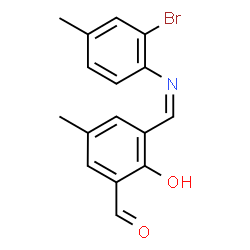 ChemSpider 2D Image | 3-{(Z)-[(2-Bromo-4-methylphenyl)imino]methyl}-2-hydroxy-5-methylbenzaldehyde | C16H14BrNO2