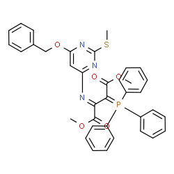 ChemSpider 2D Image | Dimethyl (2Z)-2-{[6-(benzyloxy)-2-(methylsulfanyl)-4-pyrimidinyl]imino}-3-(triphenylphosphoranylidene)succinate | C36H32N3O5PS