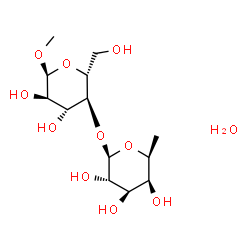 ChemSpider 2D Image | Methyl 4-O-(6-deoxy-beta-L-galactopyranosyl)-alpha-D-glucopyranoside hydrate (1:1) | C13H26O11