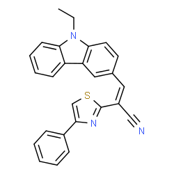 ChemSpider 2D Image | (2Z)-3-(9-Ethyl-9H-carbazol-3-yl)-2-(4-phenyl-1,3-thiazol-2-yl)acrylonitrile | C26H19N3S