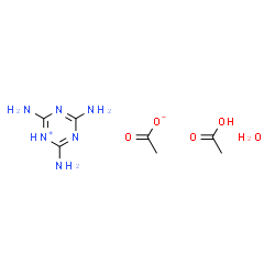 ChemSpider 2D Image | 2,4,6-Triamino-1,3,5-triazin-1-ium acetate - acetic acid hydrate (1:1:1:1) | C7H16N6O5