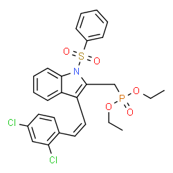 ChemSpider 2D Image | Diethyl ({3-[(Z)-2-(2,4-dichlorophenyl)vinyl]-1-(phenylsulfonyl)-1H-indol-2-yl}methyl)phosphonate | C27H26Cl2NO5PS