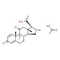 ChemSpider 2D Image | (16alpha,17beta)-9-Fluoro-16-methyl-3,11-dioxoandrosta-1,4-diene-17-carboxylic acid - acetic acid (1:1) | C23H29FO6