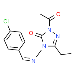 ChemSpider 2D Image | 2-Acetyl-4-[(Z)-(4-chlorobenzylidene)amino]-5-ethyl-2,4-dihydro-3H-1,2,4-triazol-3-one | C13H13ClN4O2