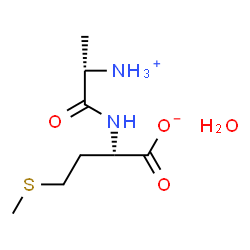 ChemSpider 2D Image | (2S)-2-{[(2S)-2-Ammoniopropanoyl]amino}-4-(methylsulfanyl)butanoate hydrate (1:1) | C8H18N2O4S