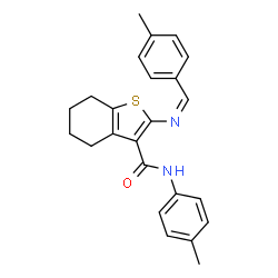 ChemSpider 2D Image | 2-[(Z)-(4-Methylbenzylidene)amino]-N-(4-methylphenyl)-4,5,6,7-tetrahydro-1-benzothiophene-3-carboxamide | C24H24N2OS