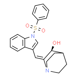 ChemSpider 2D Image | (2E,3S)-2-{[1-(Phenylsulfonyl)-1H-indol-3-yl]methylene}quinuclidin-3-ol | C22H22N2O3S