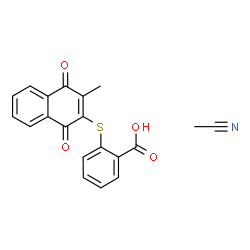ChemSpider 2D Image | 2-[(3-Methyl-1,4-dioxo-1,4-dihydro-2-naphthalenyl)sulfanyl]benzoic acid - acetonitrile (1:1) | C20H15NO4S