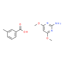 ChemSpider 2D Image | 3-Methylbenzoic acid - 4,6-dimethoxy-2-pyrimidinamine (1:1) | C14H17N3O4
